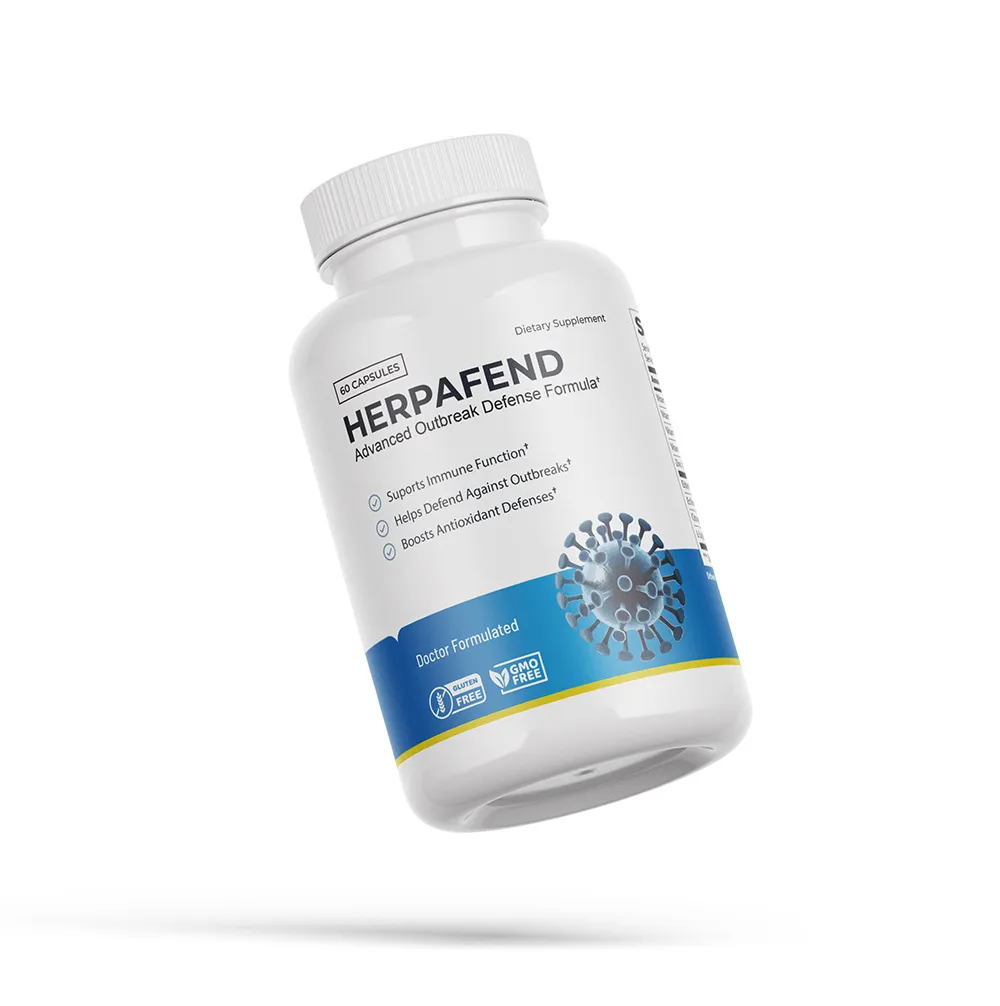 A bottle of Herpafend, 60 capsules